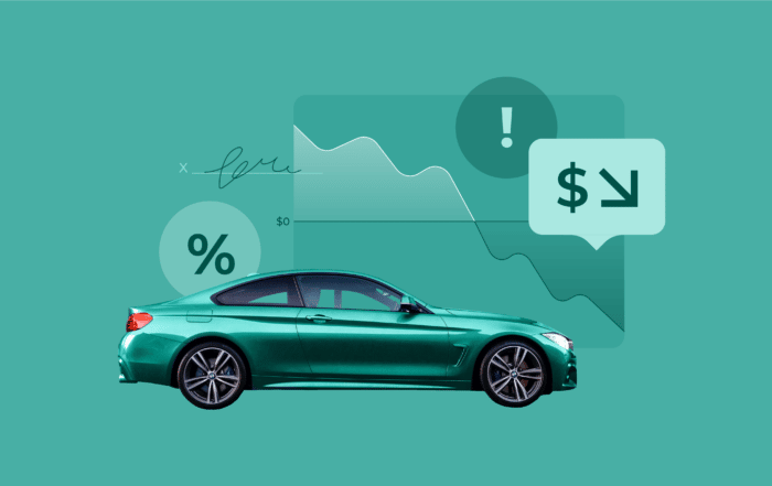 green car in front of charts and numbers